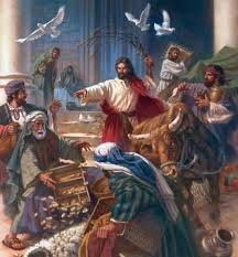 Image result for jesus overturning the money changers table