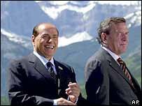 Silvio Berlusconi and Gerhard Schroeder