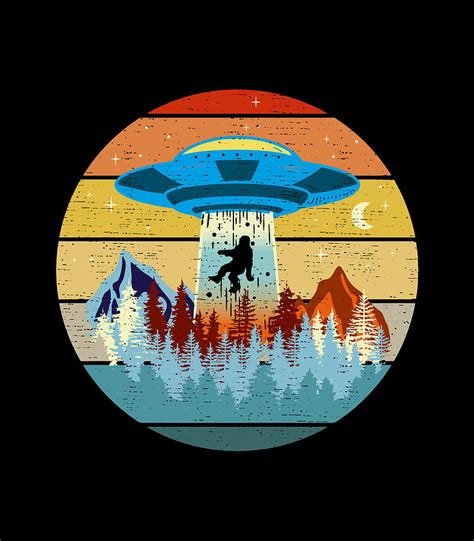 Bigfoot UFO Abduction Aliens Big Foot Sasquatch Abduction Digital Art ...