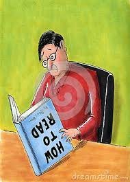 Image result for Man reading book upside down
