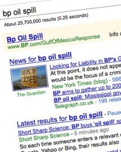 BP is paying Google big bucks to ensure their website is the first hit in a search list.