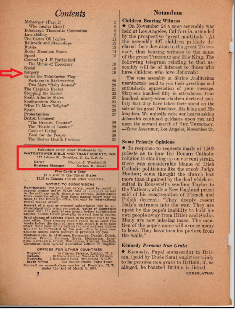 Contents, Consolation 12/25/1940