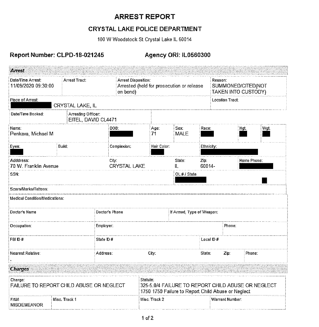 r/exjw - Arrest Report for Michael Penkava