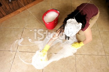 scrub floor