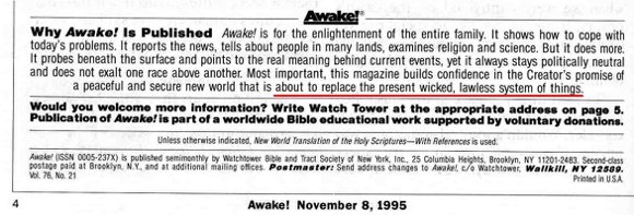 Awake masthead November 1995
