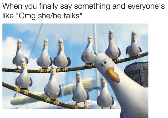 Speaking up to the bare minimum in class to still get participation points.