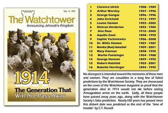 r/exjw - 35 Years Ago Today: May 15th 1984 "1914 Generation" issue was released. False prophecy, thy name is WatchTower.