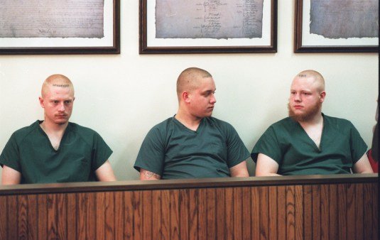 A file photo shows Bryan Freeman, then 17, Nelson Birdwell III, 18, and David Freeman, 16, who killed the Freemans' parents and younger brother in February 1995. The Freemans are in Lehigh County Court this week for a resentencing hearing. (TOM VOLK/THE MORNING CALL)