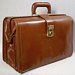 Vintage 1940s leather briefcase with key  expanding Gladstone image 1