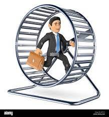 3d business people illustration. Businessman running on a hamster wheel.  Isolated white background Stock Photo - Alamy