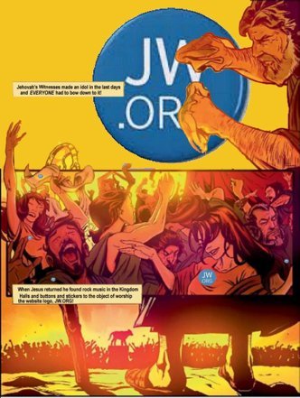 New idol replaces golden calf in WT comic book.