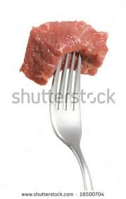 Image result for piece of meat on  fork