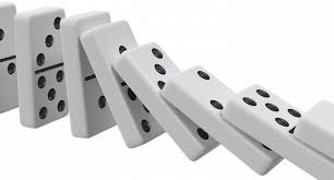 3D White Domino Knuckles Falling in a ...