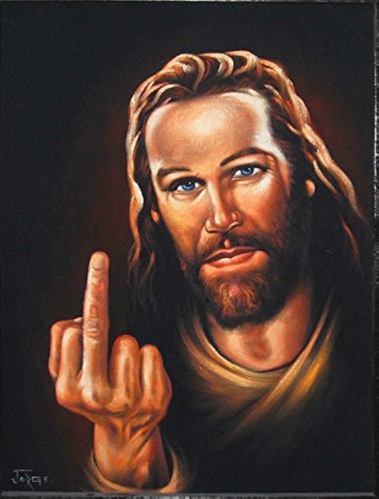 Real Hand Painted Middle Finger Jesus Christ Canvas Oil Painting for Home  Wall Art Decoration, Not a Print/Giclee/Poster, Framed, Ready to Hang :  Amazon.ca: Home