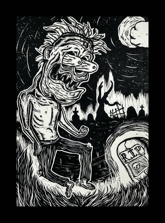 Image result for woodcut art:  graveyard