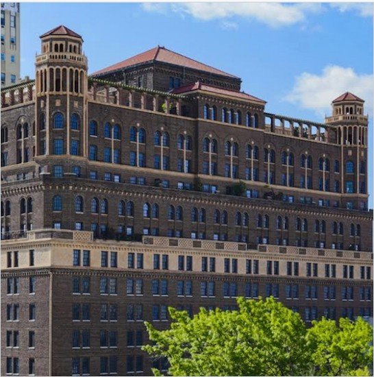 Welcome to The Towers, AKA 21 Clark St., a Brooklyn Heights Historic District property the Jehovah's Witnesses are offering for sale. Photo courtesy of Jehovah's Witnesses