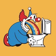 Image result for clown throwing up rainbows