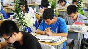 Students taking exams