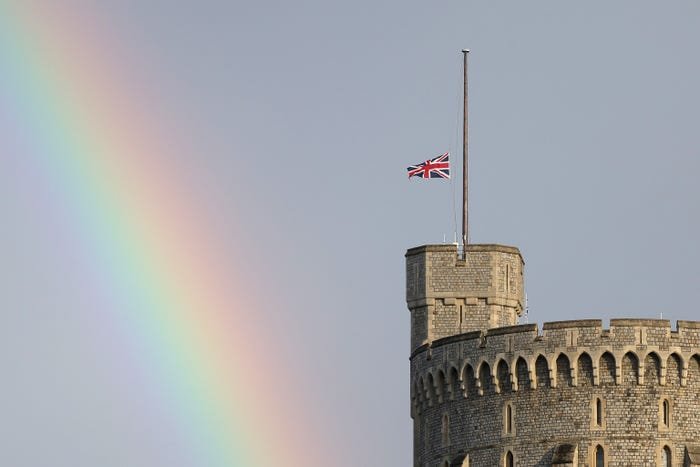 Flags at Windsor Castle lowered to half-staff at Windsor Castle following Queen Elizabeth II's death on September 8.